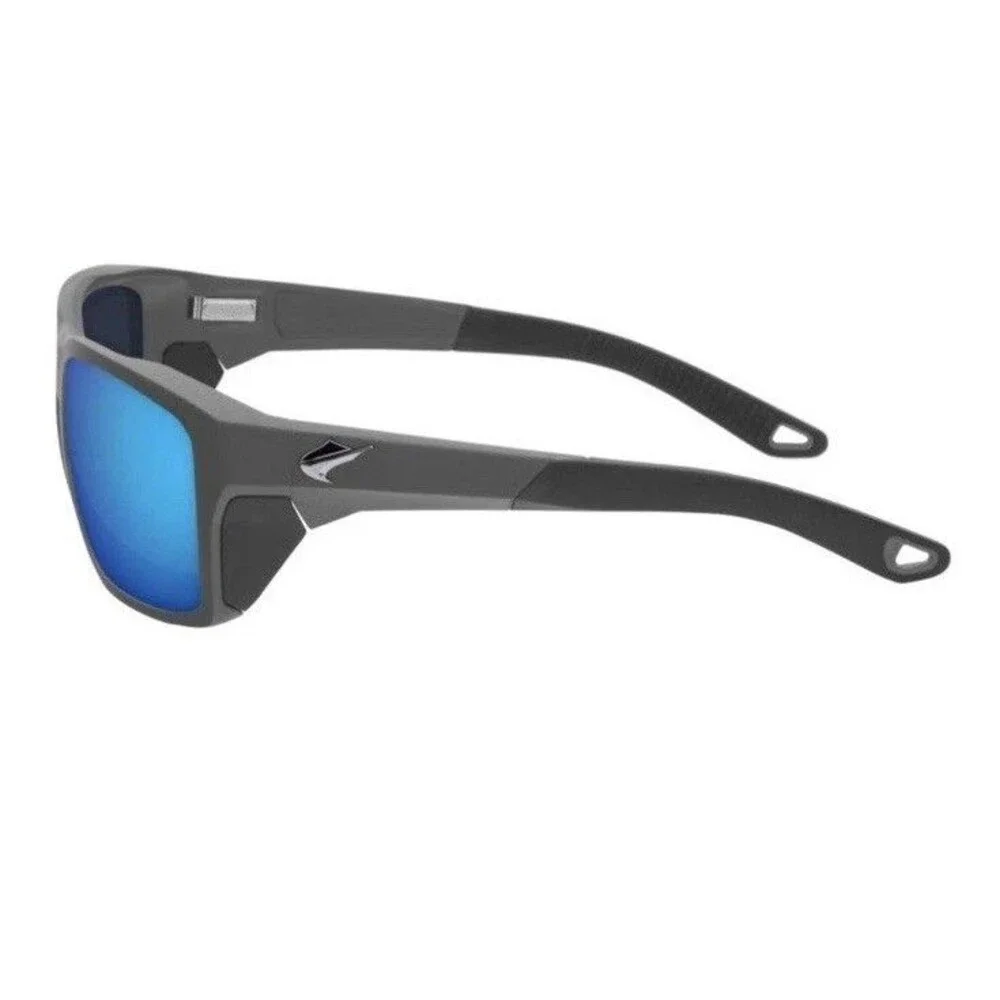 NEW Fin-Nor Rum Line Polarized Sunglasses Matte Black Mirrored Blue Lens w/ Case